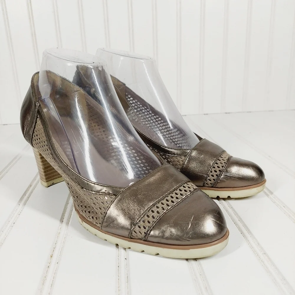 Mary Silver Metallic Heel Pumps A 530